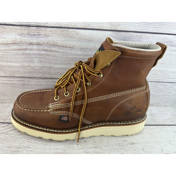 Thorogood 814-4200 Moc Toe Work Boots Men\'s 9 2E USA Made Tobacco Leather main image 4